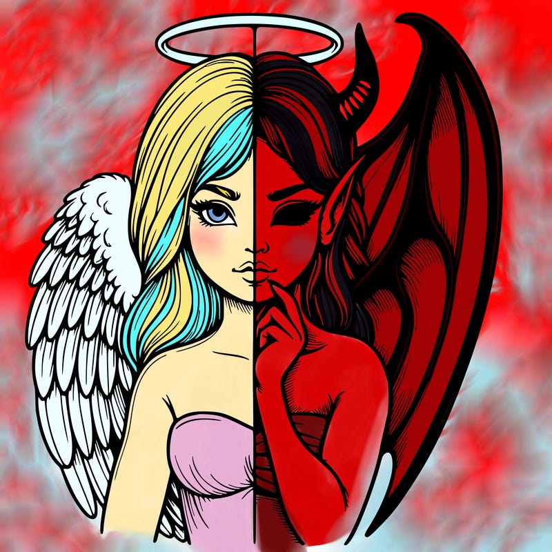 realistic angel half demon