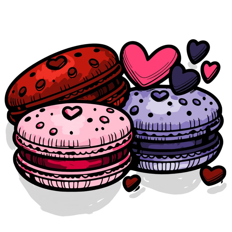 macarons with heart-shaped