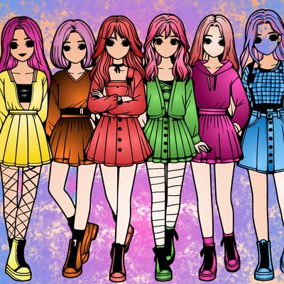 a group of girls realistic