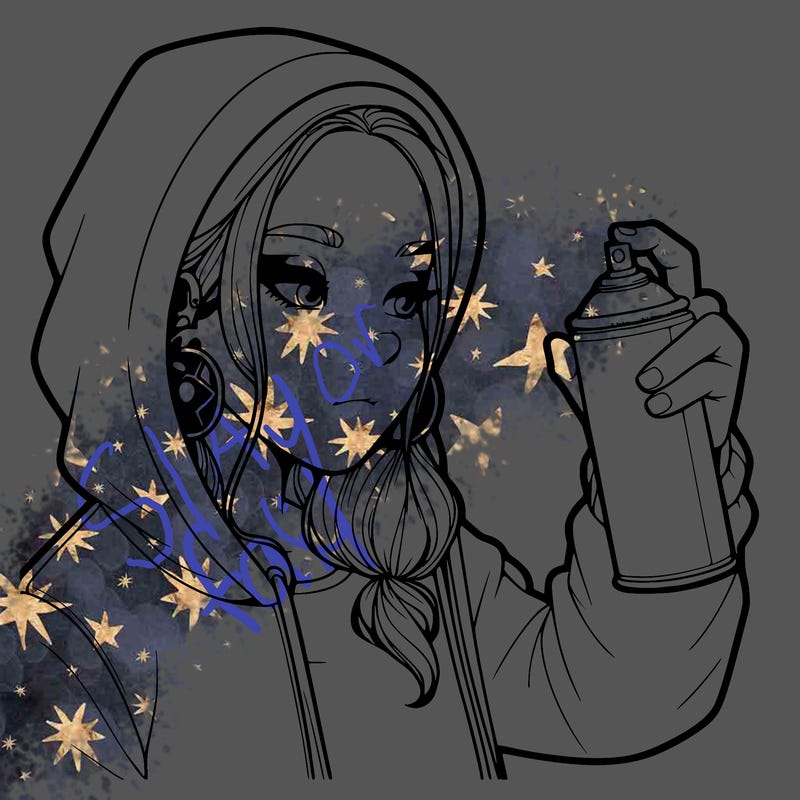 a realistic girl, spray painting