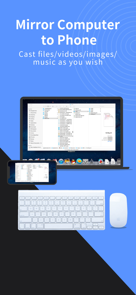 Screen Mirroring: LetsView - Pantalla de un portátil duplicada en un smartphone usando la aplicación LetsView junto a un teclado y ratón inalámbricos