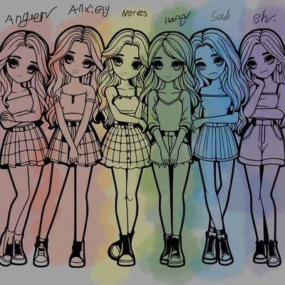 a group of girls realistic