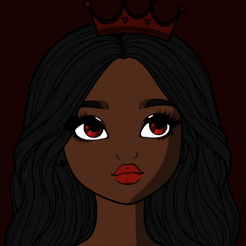 a realistic girl with a crown on