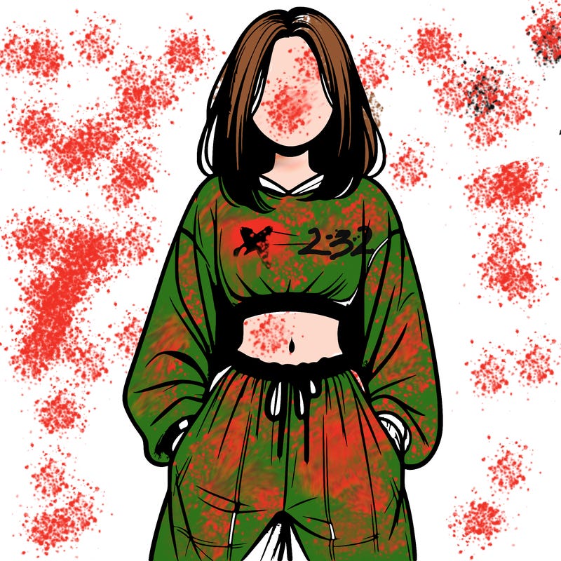 realistic girl faceless with baggy pants and a crop top