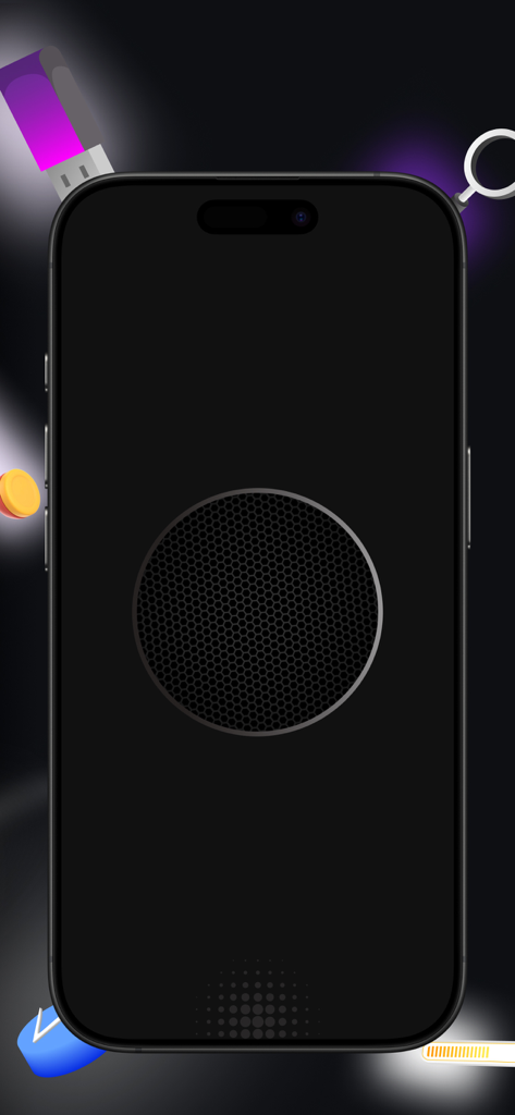 Black Ball 2025 app minimalist dark screen with a central circular mesh icon
