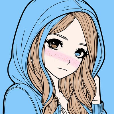 realistic adult girl with hoodie on