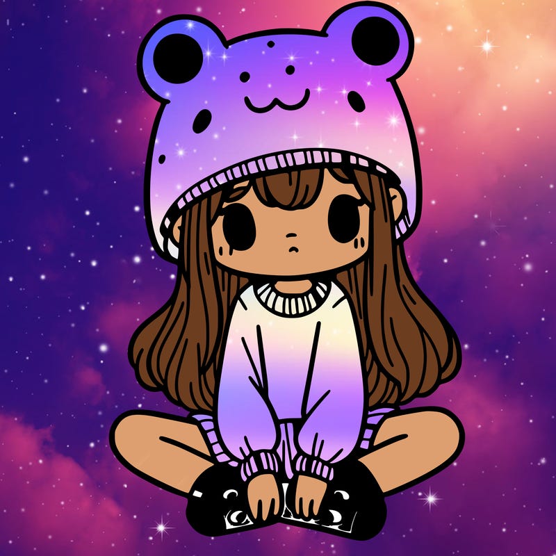 a girl wearing a frog hat and some frog socks