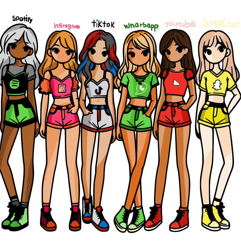 a group of girls wearing crop tops and shorts