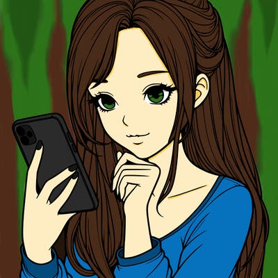 realistic girl with a  iphone