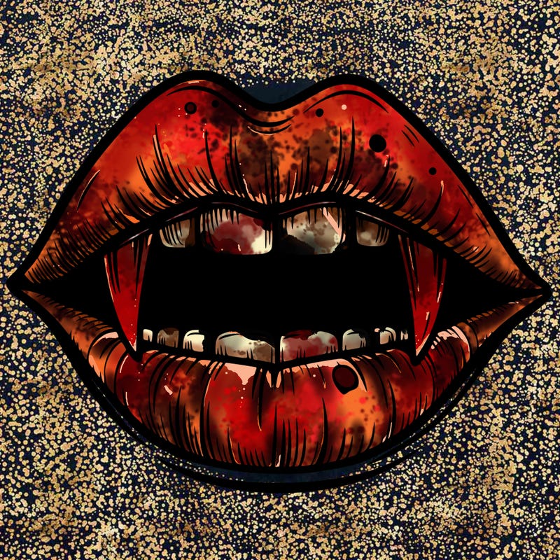 lips with vampire teeth
