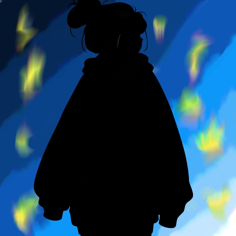 realistic girl with a oversized sweatshirt on and a bun