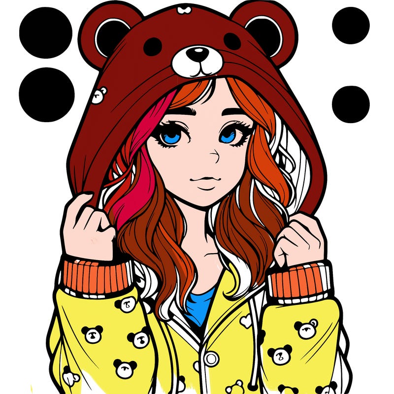 realistic girl in a animal pjs hoodie