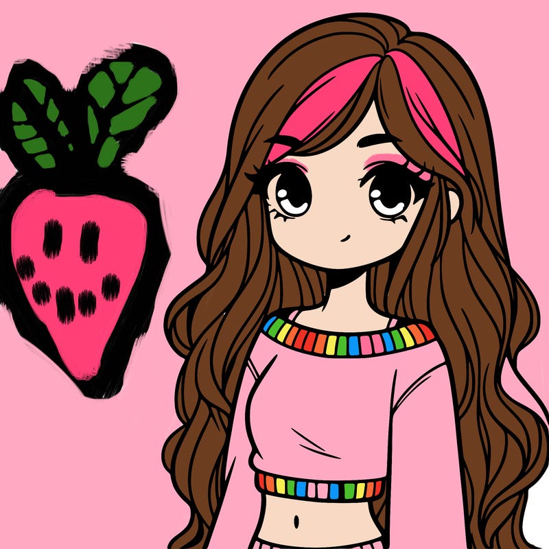 girl with long hair and a crop top with a sweater