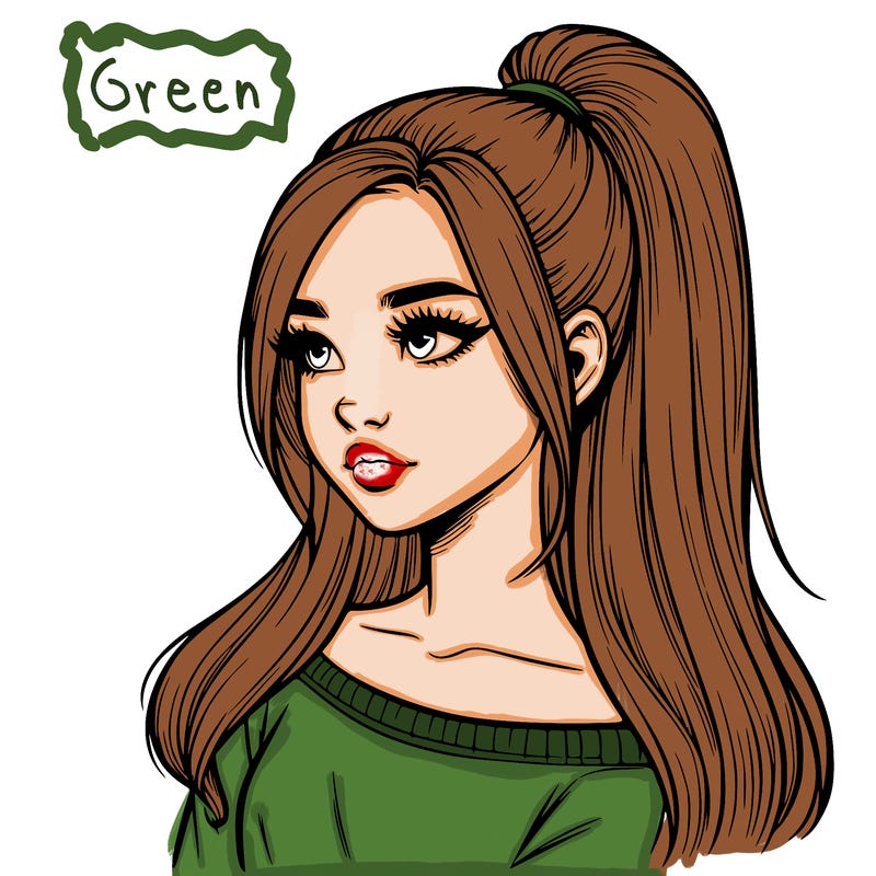 realistic girl with a high ponytail