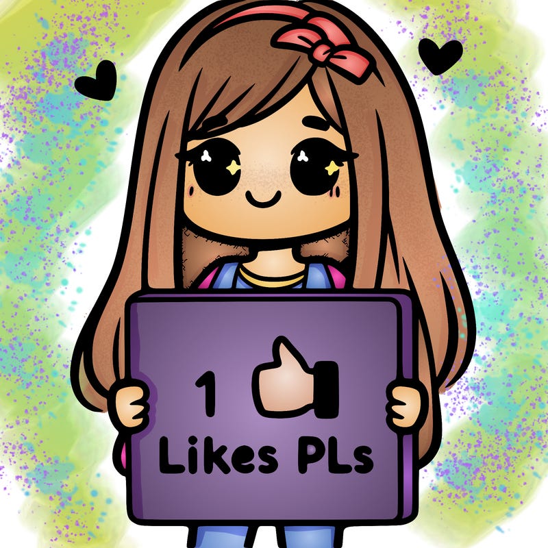 girl holding a sign saying 10 likes pls