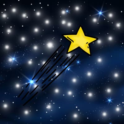 a shooting star in the sky