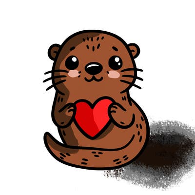 otter with a heart