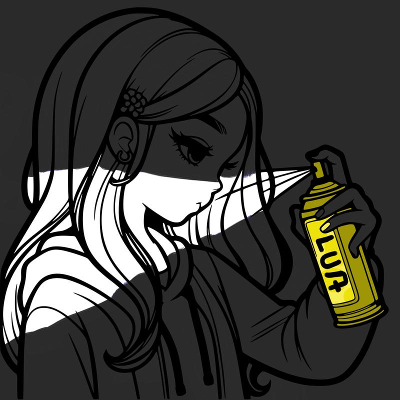 a realistic girl spray painting