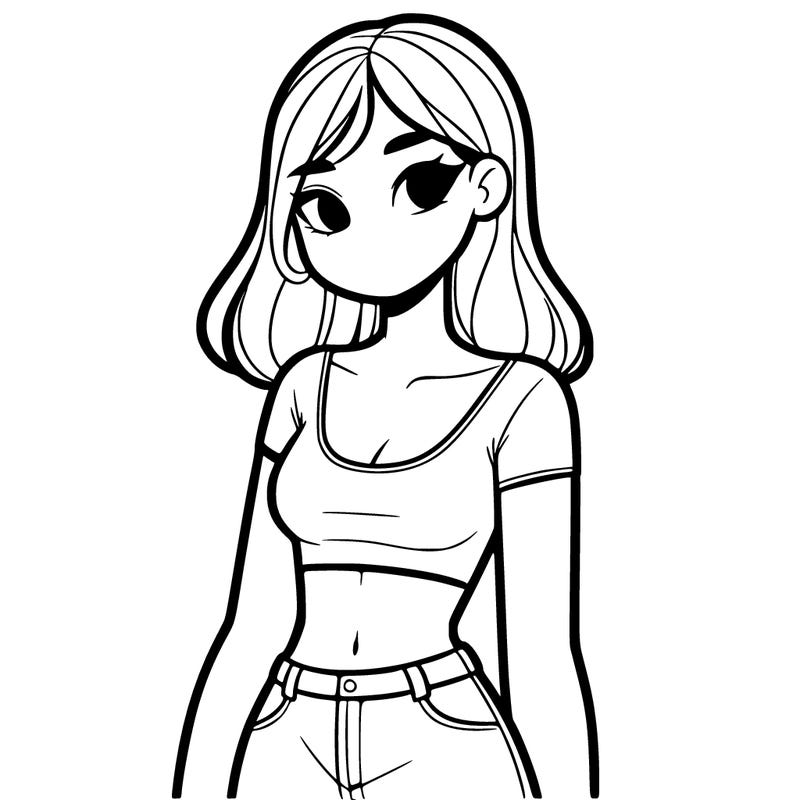 realistic girl wearing a crop top