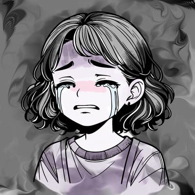 realistic picture of a girl crying