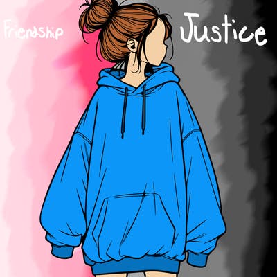 realistic girl with a oversized sweatshirt on and a bun