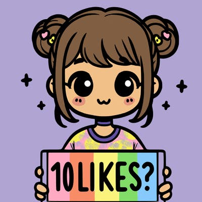 cute girl that is holding a sign that says 10 likes?