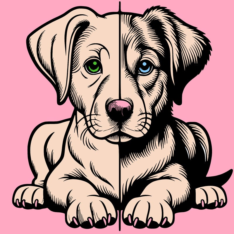 realistic dog split picture