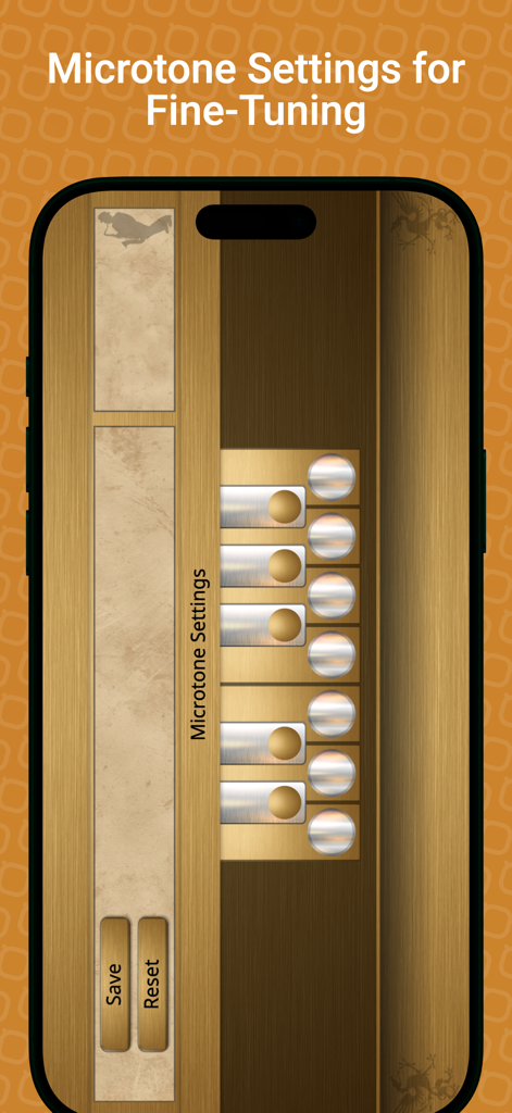 Saxophone Sim - Microtone settings interface for fine-tuning in the Saxophone Sim app