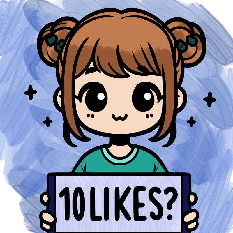 cute girl that is holding a sign that says 10 likes?