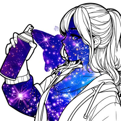 a realistic girl spray, painting