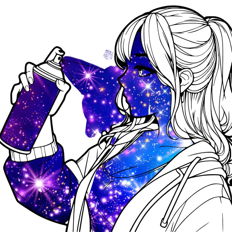 a realistic girl spray, painting