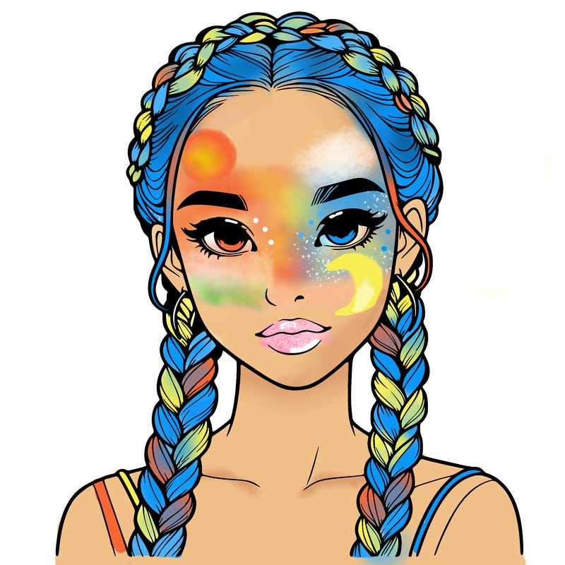 realistic girl with braids