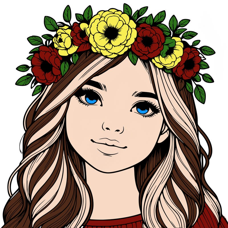realistic girl with flower crown