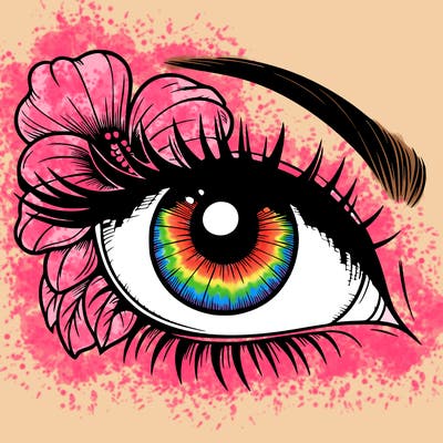 realistic eye with flower