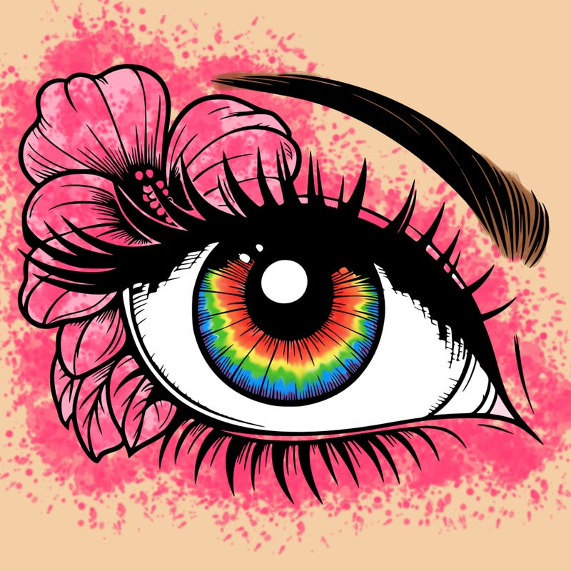 realistic eye with flower