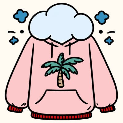 pink palm puff hoodie
