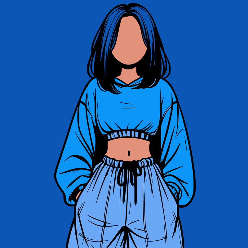 realistic girl faceless with baggy pants and a crop top