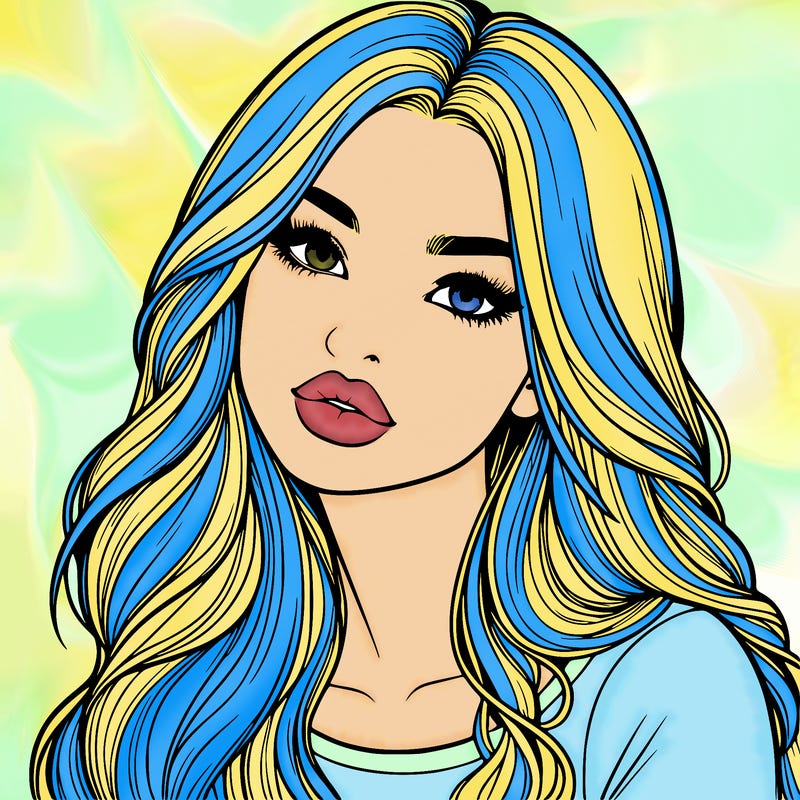 realistic girl with hair on her hair and lips