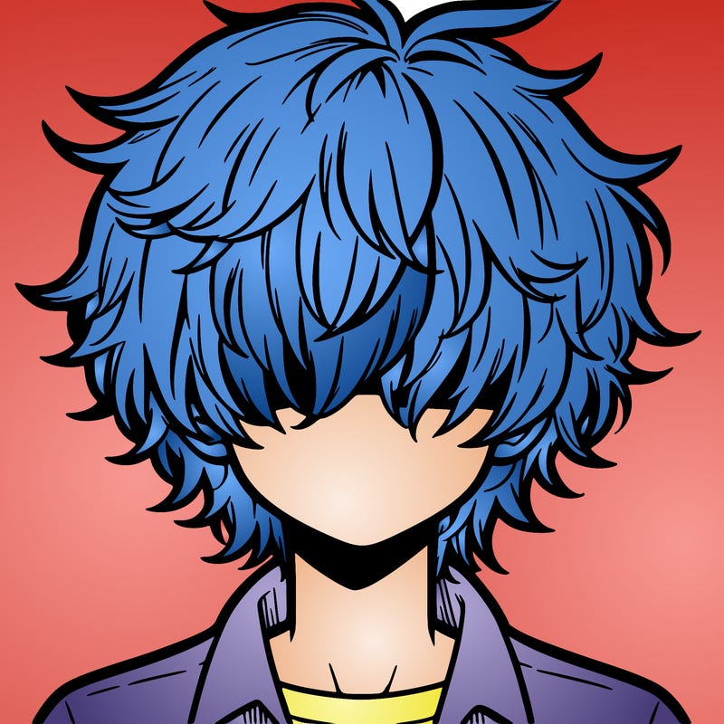 manga boy fluffy hair covering his eyes