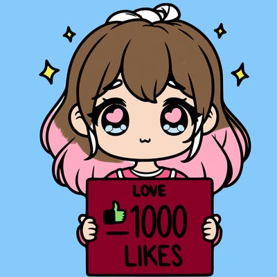 cute girl with sign asking for 100 likes
