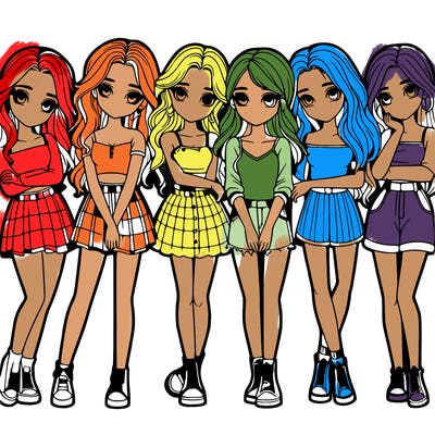 a group of girls realistic