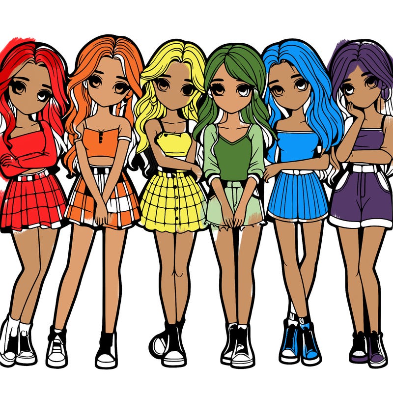 a group of girls realistic