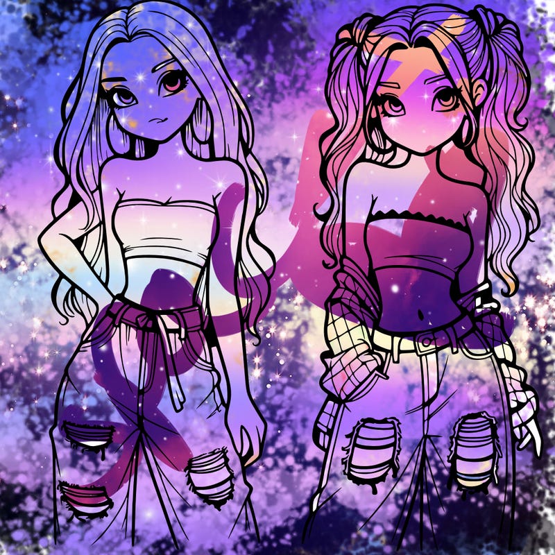 2 girls in crop tops and baggy jeans ripped