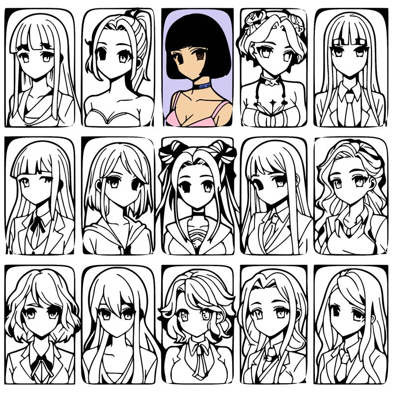 girls that look diffrent anime
