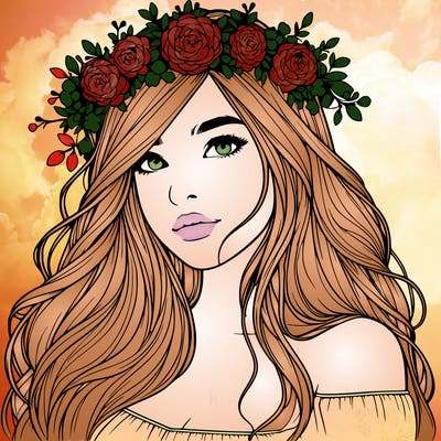 realistic girl with flower crown