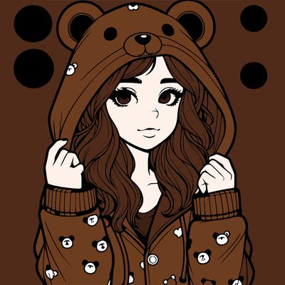 realistic girl in a animal pjs hoodie