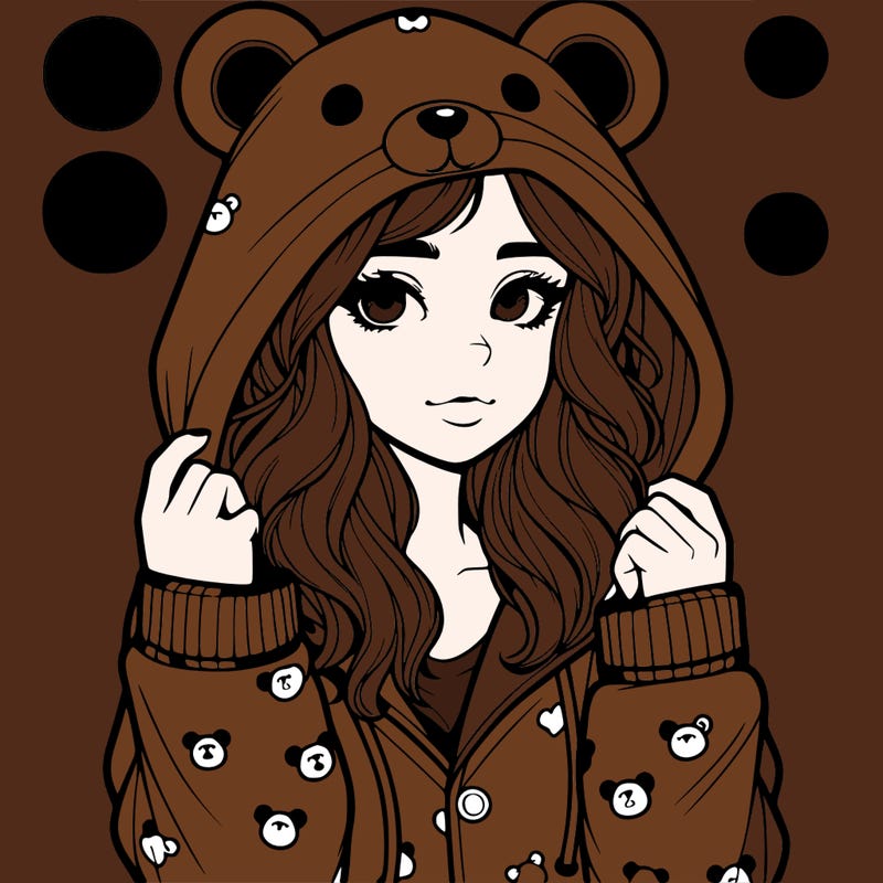 realistic girl in a animal pjs hoodie