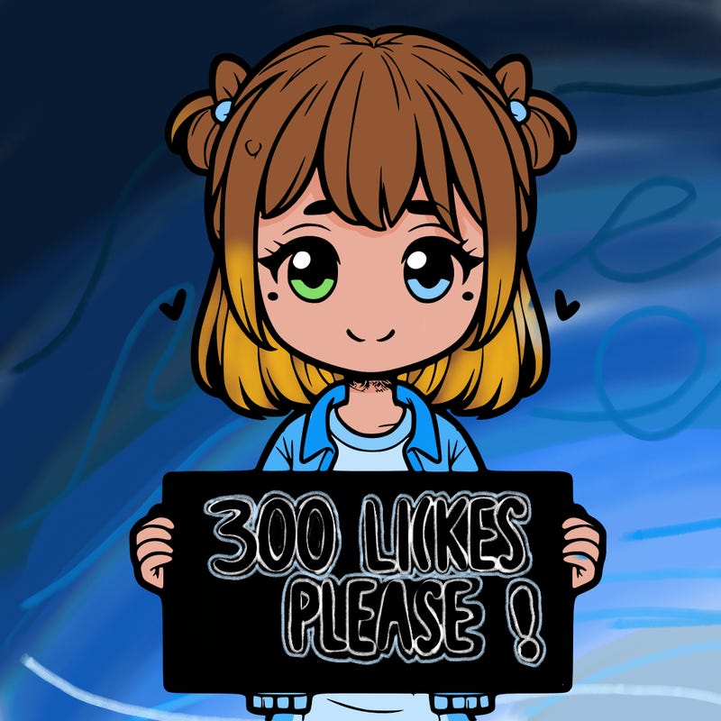 girl holding a sigh saying " 300 likes please"