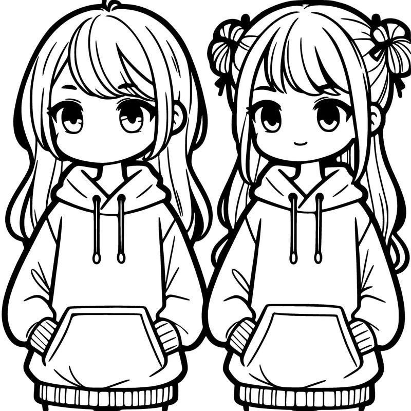 two girls with hoodies