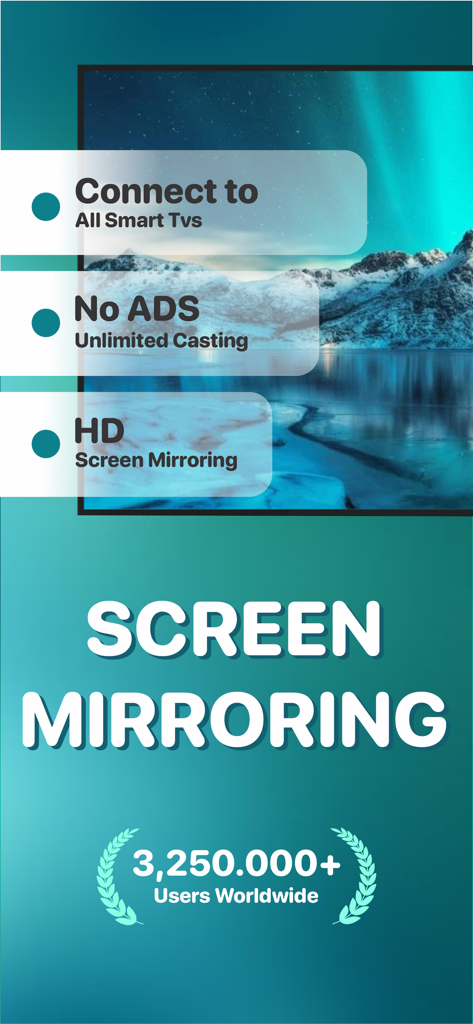AllShare Cast ㅤ - Promotional screen for AllShare Cast showing features like HD screen mirroring and unlimited casting with no ads
